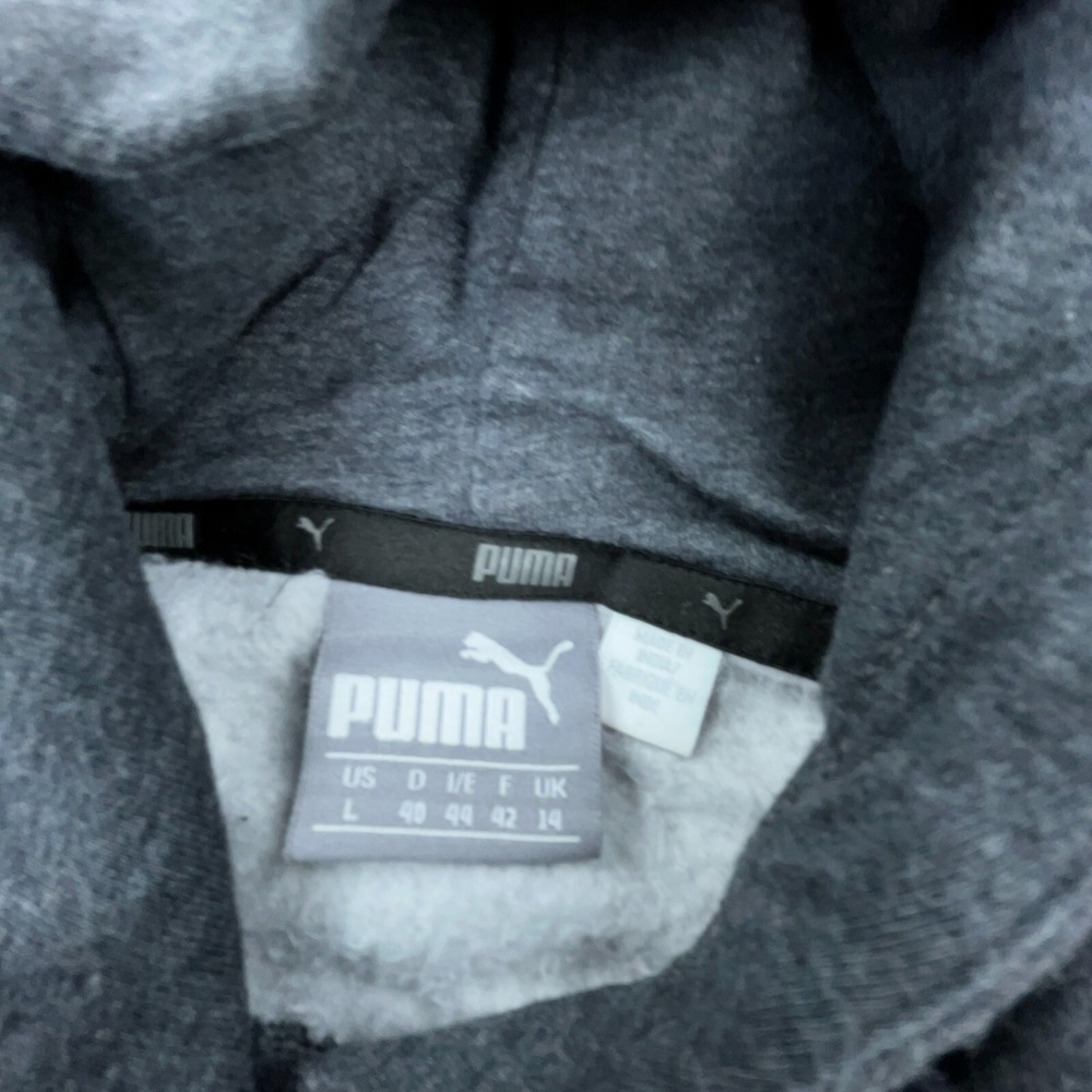 Puma Hoodie Women Large Gray White Sweatshirt Sweater Spell Out Pull Over Ladies - Picture 4 of 9